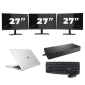 HP EliteBook 830 G7 - Intel Core i7 10ης γενιάς - 13 ίντσες - 16GB RAM - 256GB SSD - Windows 11 Home + 3x Οθόνη 27 ιντσών