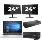 HP Elitebook 835 G7 - AMD Ryzen 3 Pro 4450U - 13 ιντσών - 8GB RAM - 256GB SSD - Windows 10 Home + 2x 24 ιντσών οθόνη