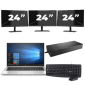 HP Elitebook 835 G7 - AMD Ryzen 3 Pro 4450U - 13 ιντσών - 8GB RAM - 256GB SSD - Windows 10 Home + 3x 24 ιντσών οθόνη