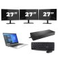 HP EliteBook 840 G8 - Intel Core i7 11ης γενιάς - 14 ίντσες - 16GB RAM - 256GB SSD - Windows 11 Home + 3x Οθόνη 27 ιντσών
