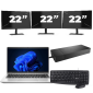 HP ProBook 440 G9 - Intel Core i3 12ης γενιάς - 14 ίντσες - 16GB RAM - 256GB SSD - Windows 11 + 3x Οθόνη 22 ιντσών