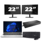 HP ProBook 445 G8 - AMD Ryzen 3 5400U - 14 ίντσες - 16GB RAM - 256GB SSD - Windows 11 + 2x Οθόνη 22 ιντσών