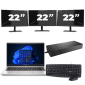 HP ProBook 445 G8 - AMD Ryzen 3 5400U - 14 ίντσες - 16GB RAM - 256GB SSD - Windows 11 + 3x Οθόνη 22 ιντσών