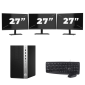 HP Prodesk 600 G5 Micro Tower - Intel Core i3-8th Generation - 8GB RAM - 256GB SSD - Windows 11 + 3x 27 inch Monitor