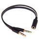 Υποδοχή ήχου 3,5mm Y-Splitter M/F, Stereo+Microphone, flat καλώδιο, μαύρο, συμπεριλαμβανομένων ακουστικών iPhone/Samsung