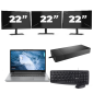 Lenovo ThinkPad T14 Gen 1 - AMD Ryzen 5 PRO 4650U - 14 ίντσες - 8GB RAM - 256GB SSD - Windows 11 Home + 3 οθόνες 22 ιντσών