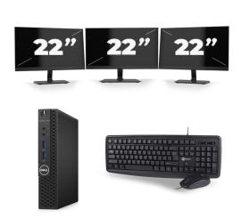 Dell OptiPlex 3070 Micro USFF - Intel Core i3-9ης γενιάς - 8GB RAM - 256GB SSD - Windows 11 + 3x 22 inch Οθόνη