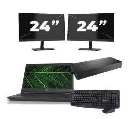 Fujitsu LIFEBOOK E5411 - Intel Core i5 11ης γενιάς - 14 ίντσες - 16GB RAM - 256GB SSD - Windows 11 Home + 2x Οθόνη 24 ιντσών