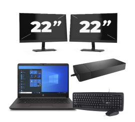 HP 240 G8 - Intel Core I3-10th Generation - 14 ιντσών - 8GB RAM - 256GB SSD - Windows 11 Home + 2x 22 Inch Monitor